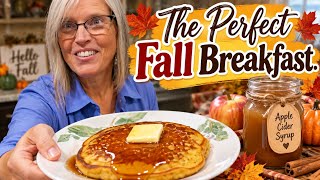 The Ultimate Fall Breakfast | Pumpkin Pancakes With Apple Cider Syrup @TheFarmingPastorsWife