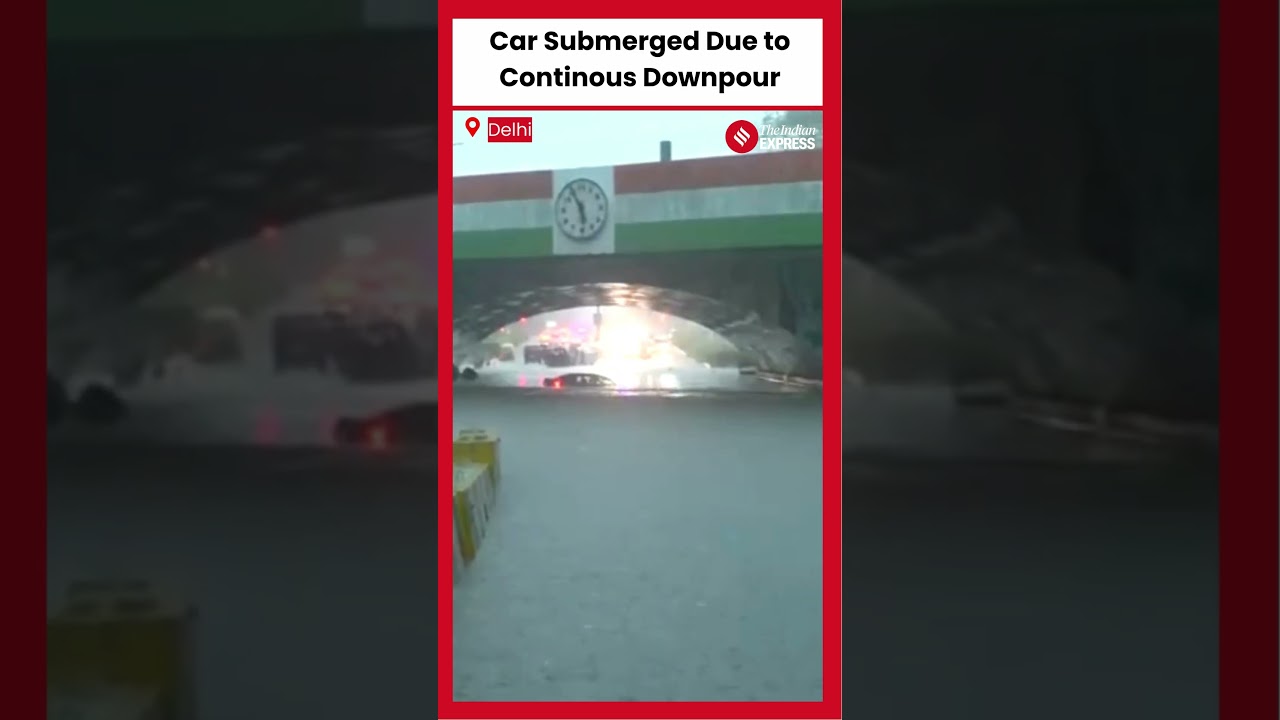 Delhi Rains: Continuous Downpour Submerges Car, Floods Roads in Delhi