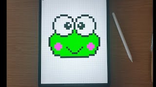How to draw pixel Cute a  Frog (keroppi)-Piksellerle sevimli bir kurbağa nasıl çizilir? | Pixsel art screenshot 5