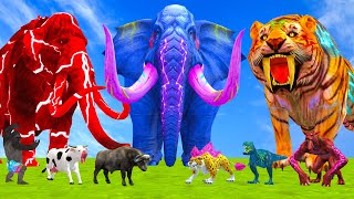 15 Giant Elephant Cow Vs Giant Monster Wolf | 5 Giant Lion Tiger Bull Saved By Woolly Mammoth