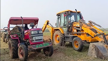 New Jcb 3dx Backhoe Loader Machine Loading Red Mud In Mahindra YUVO 575 DI Tractor | Jcb Video | Jcb