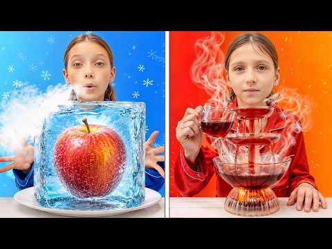 Hot vs Cold Challenge with Ice and Fire Princesses🔥❄️👸