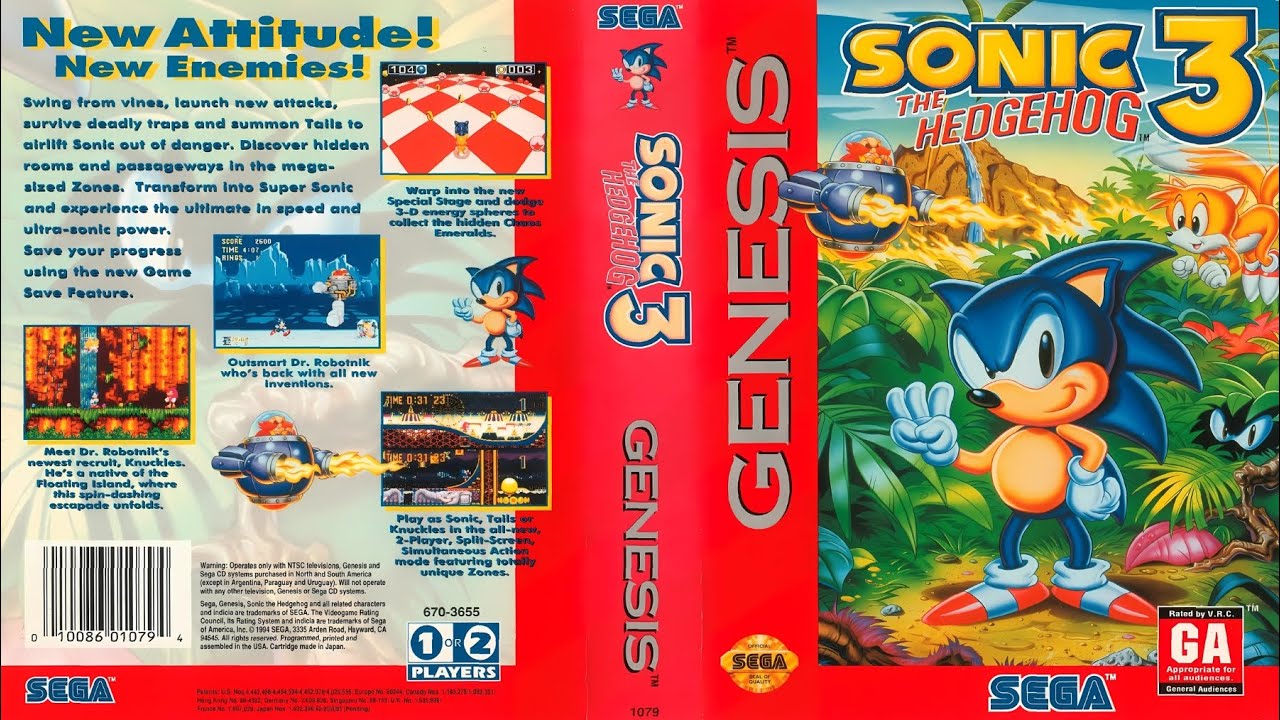 Ficha Técnica de Sonic The Hedgehog 3 para Sega Mega Drive - Genesis