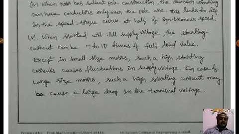 Lecture video_15EE82_Module_5_Synchronous Motor Drives , Starting_Madhava Rao.J