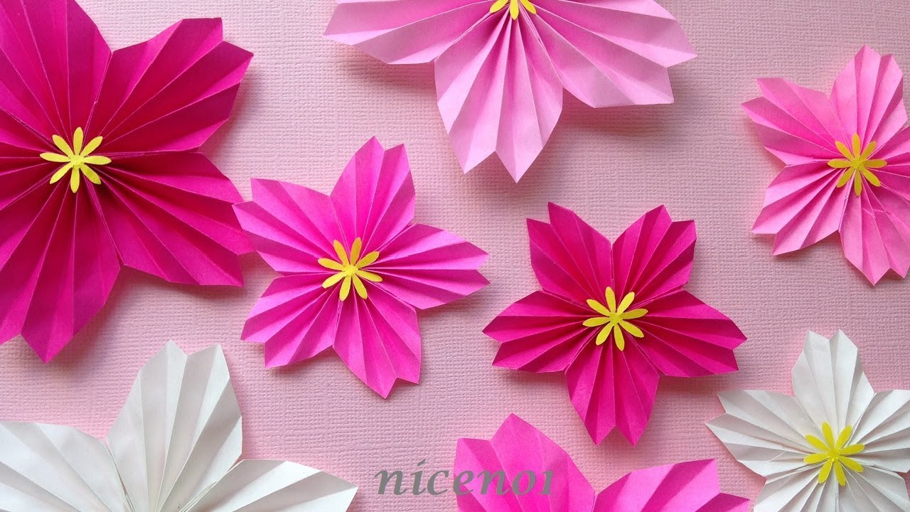 折り紙 桜の花 折り方 Origami Flower Cherry Blossoms Tutorial Niceno1 Youtube