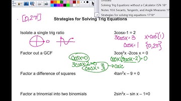 Solving Trig Equations without a Calculator 4PC1718