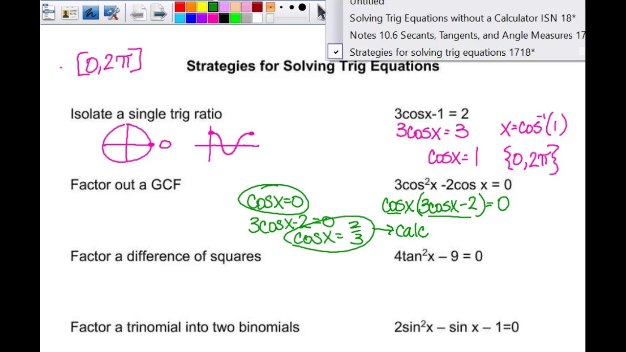 solve trig equations without calculator