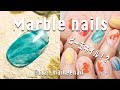 夏ネイルデザイン❗️簡単なビー玉風天然石ネイルのやり方 【how to marble nails summer ver】