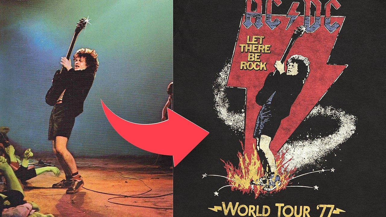 Design A Vintage AC/DC Band Tee With Me From Scratch! | Photoshop ...