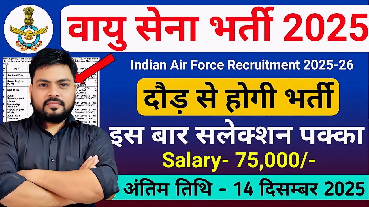 Airforce New Vacancy 2025 | Indian Air Force Recruitment 2025-26 | Air ...
