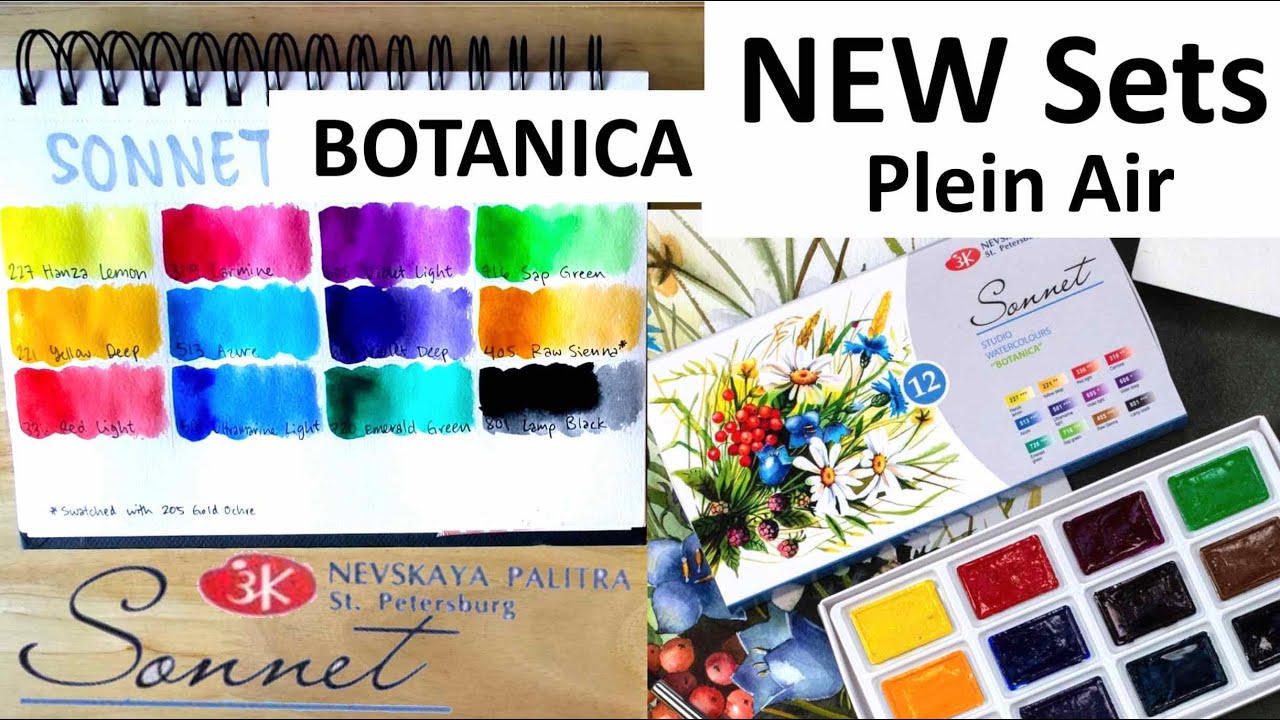 Set of White Nights watercolor paint - St. Petersburg - Botanica, 12 colors