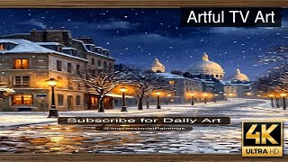 Cozy Winter Night in Paris, Impressionist Frame TV Art 4K #Shorts