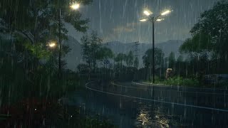 Heavy Rain and Thunderstorm on Road | Night Rain for Sleep ASMR, Study, Relax with Rain Sounds