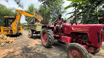 Jcb 3dx Machine Loading Mud In John Deere 5045 D Mahindra 265 Di Tractor For Making Pond | Jcb Video