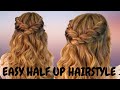 Wavy twisted half up half down hairstyle - half up half down curly hair tutorial