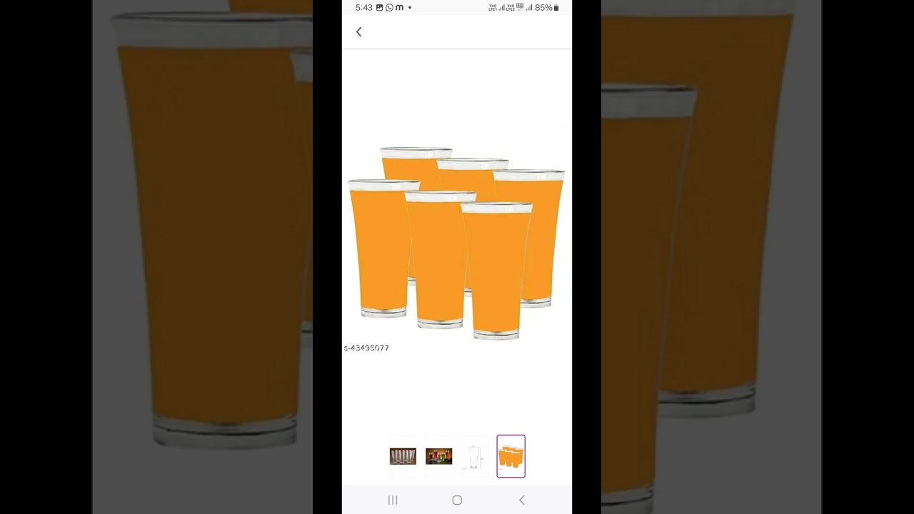 6 Pieces Round Long Unbrekable Transparent  Drinking Water Glass Set Juice Glass, Lassi, Soda ,Beer