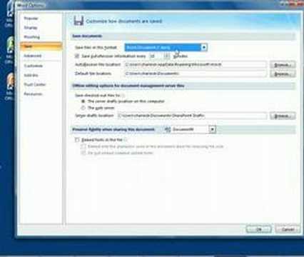 Change Office 2007 Default Save File Format