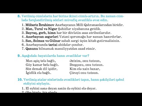 Azərbaycan dili 6-cı sinif. Bayraq.  Çalışmaların həlli (seh 91-92)