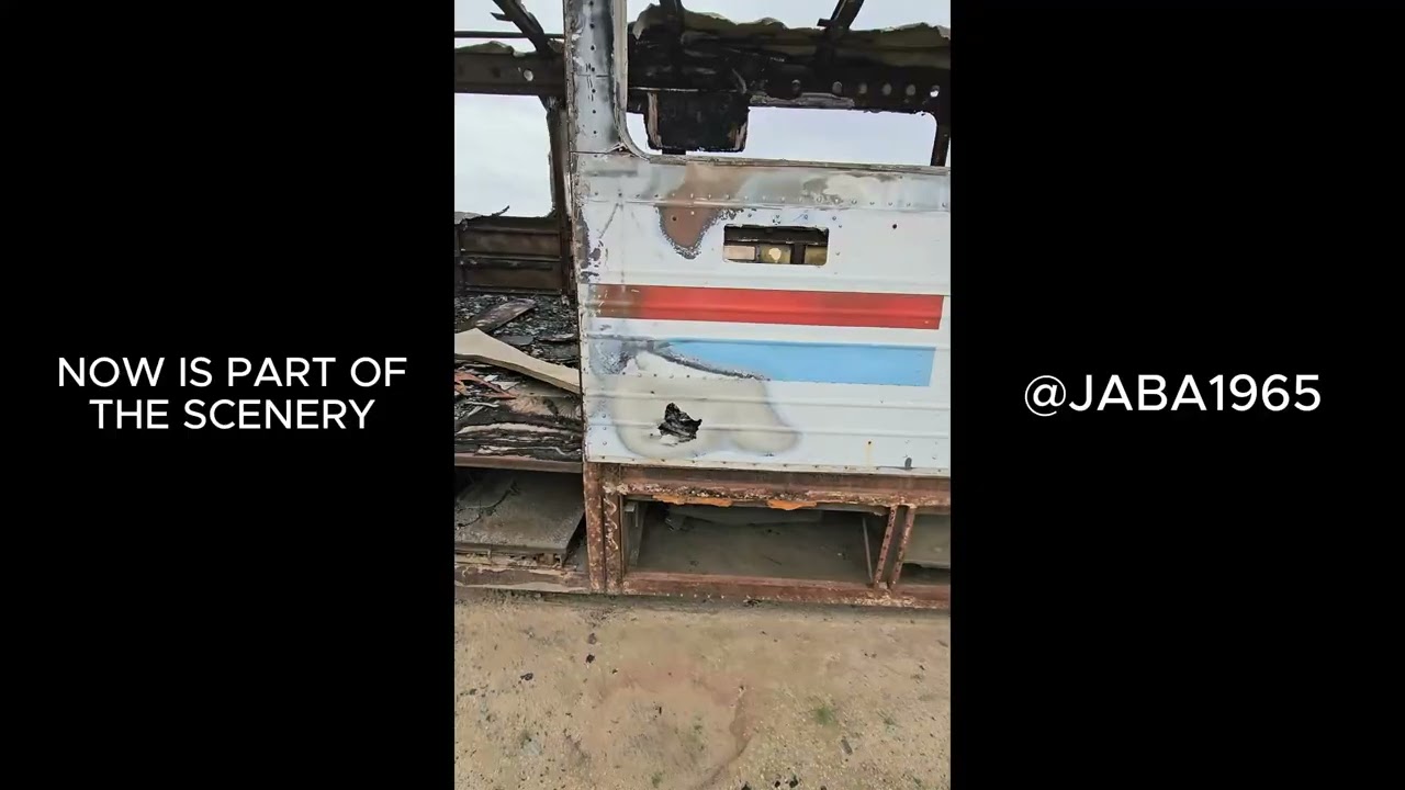 SAW THIS BURNT DOWN MOTOR HOME WHILE ROAMING NEAR WELLTON AZ