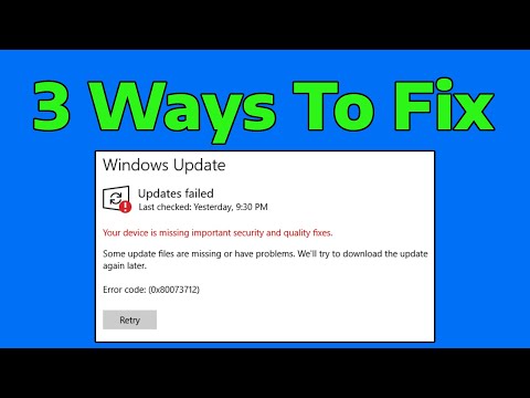 Fix Your Device is Missing Important Security and Quality Fixes Error in Windows Update | How To