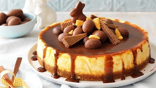 Make a classic baked vanilla cheesecake recipe, and top with
choc-caramel sauce made from scratch, followed by some easter egg
treats you've got yourse...