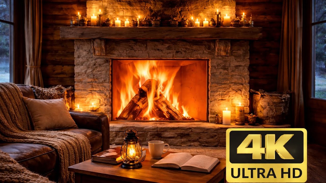 Cozy Fireplace 10 Hours 4K | Crackling Fire Sounds for Sleep, Study & Relaxation