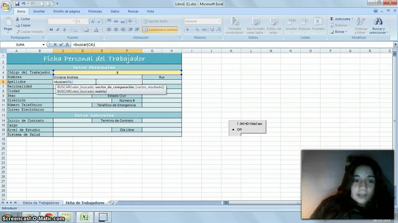 Formula Excel para una ficha de trabajadores - YouTube