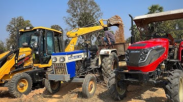 JCB 3DX Eco Xpert Loading Red Mud In Swaraj Tractor And Solis Tractor Trolley For Making Pond | JCB