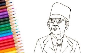 Cara Menggambar KI HAJAR DEWANTARA Step by Step