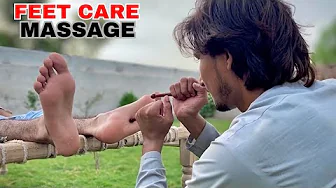 ASMR YOUNG BARBER FEET CARE MASSAGE || REQLXING FEET CARE MASSAGE BY TINGLING | #asmr #massage 🦶🦶✨✨