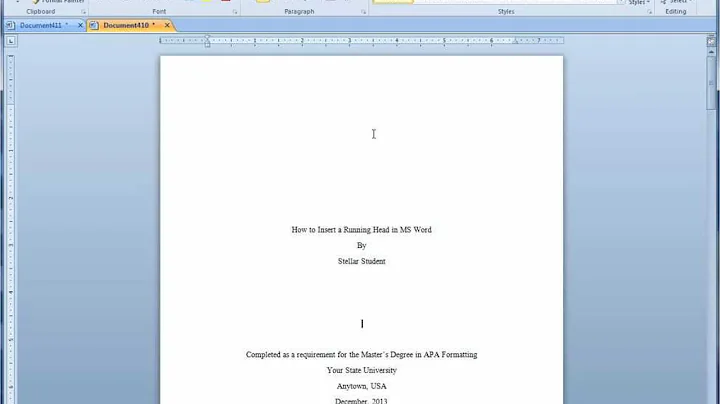 How to Insert 2 APA Running Heads in Less than 5 Minutes