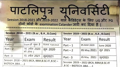 Patliputra University 2018-21 And 2019-2022 Sessions Examination Routine देख लीजिए|Part 1/2/3 Resul