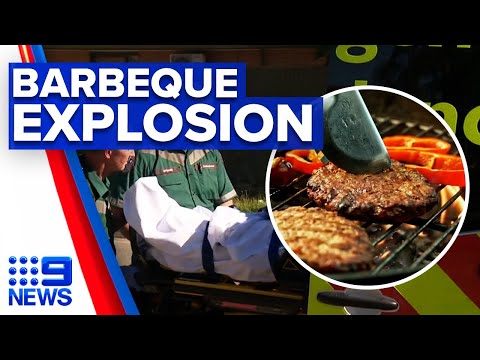 Man with serious burns after barbeque explodes | 9 News Australia thumbnail