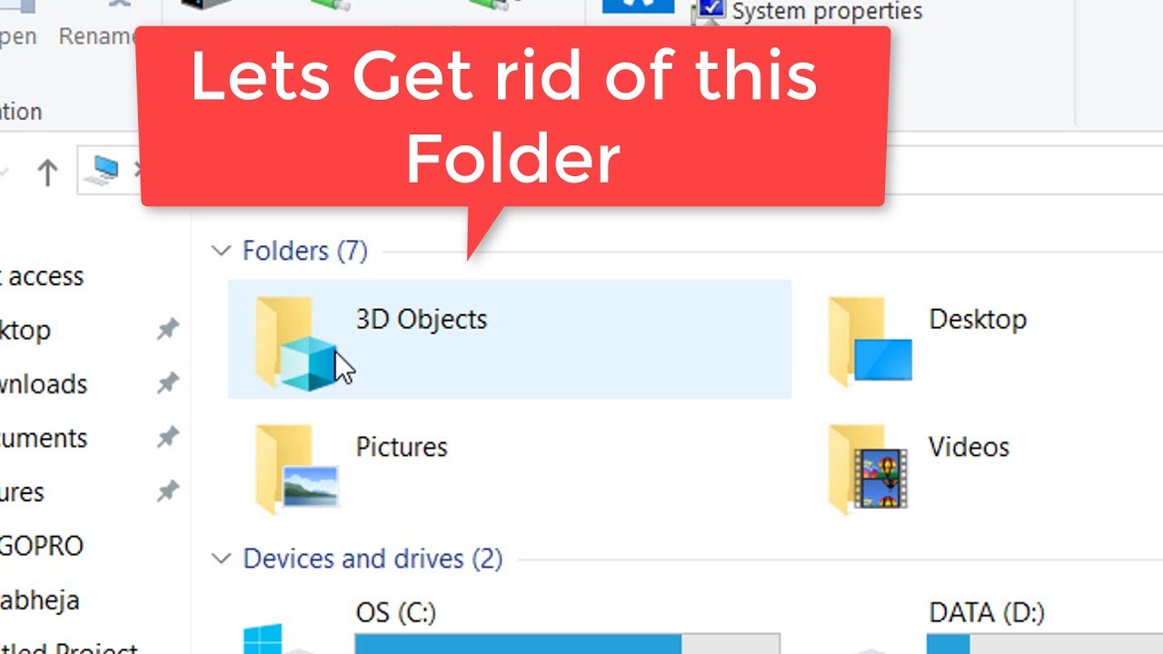 Remove 3D Objects folder from Windows 10 Explorer YouTube