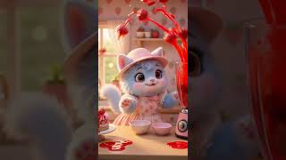 Cute Kitten Makes Strawberry Milk 🍓🥛 | Gege Cozy Café Adventure | Kids Cartoon