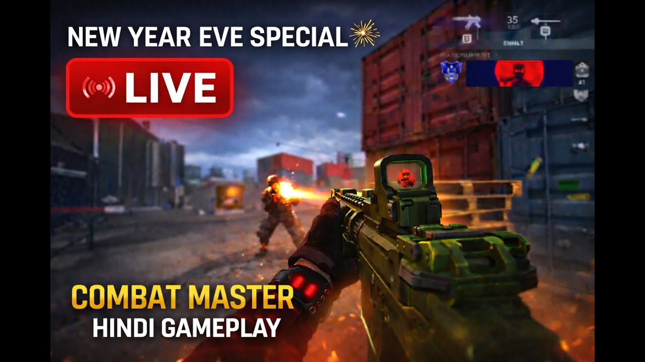 LIVE 🔴 Combat Master Hindi Gameplay | New Year Eve Special 🎆 | Insane Aim & Movement