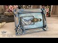 Decoupage  mixed media upcycled photo frame