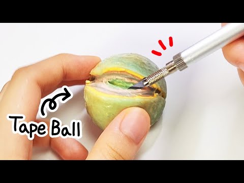 찐득이 테이프볼 자르기🟢✂ TikTok Tape Ball Cutting