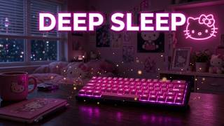 ASMR Pink Hello Kitty Bedroom at Night | Glowing Keyboard Clicks & Brown Noise 20 Min No Talking screenshot 5