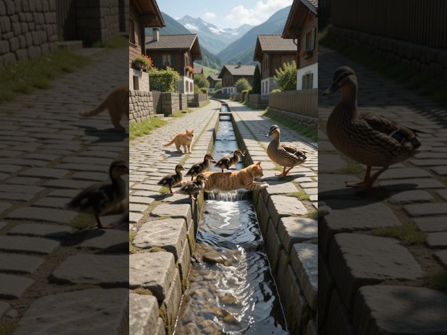 😱 This Cat Saved the Ducklings! ❤️🦆 #Shorts #Cat #Ducklings #AnimalRescue #CuteAnimals #Viral