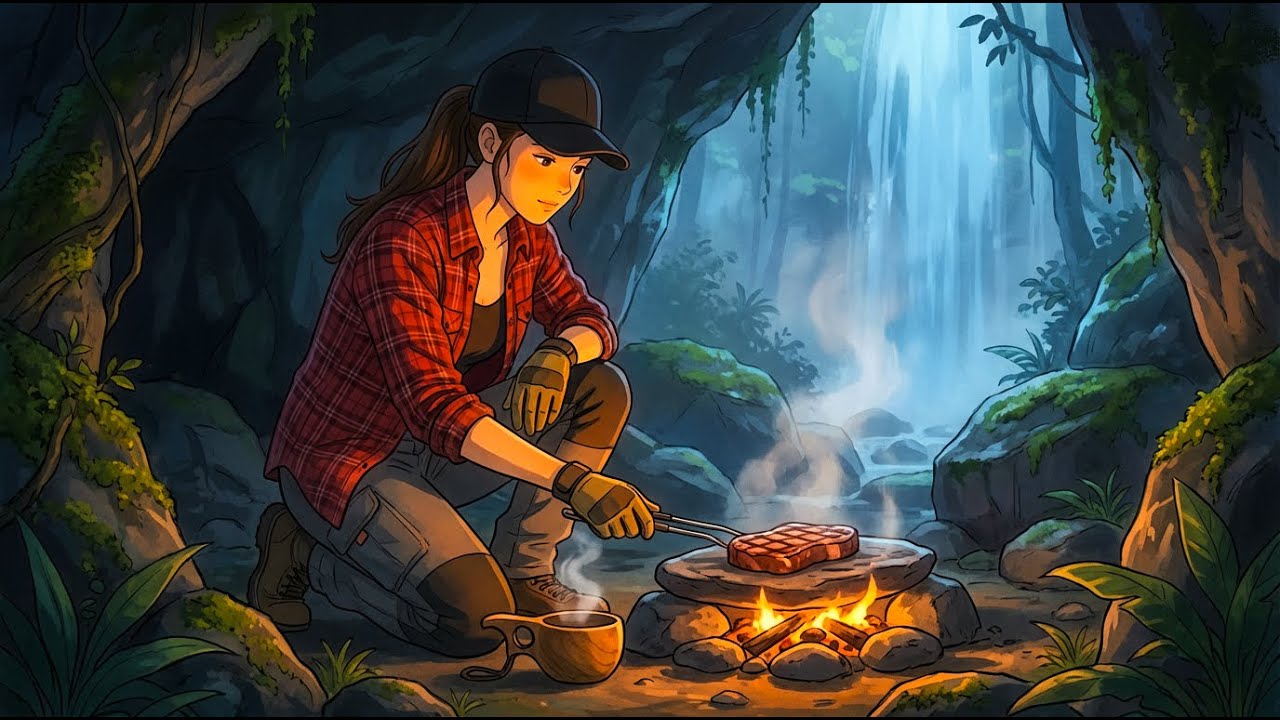 Cozy Rainforest Shelter Build & Outdoor Cooking ASMR