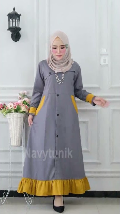 Baju Gamis Bahan Katun Toyobo Kombinasi dua Warna Muslim Wanita Remaja Terbaru B6