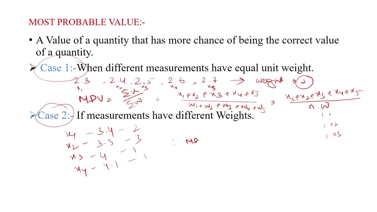 LECTURE 1 MOST PROBABLE VALUE ENGINEERING MATHEMATICS GEOMATICS LECTURE 1 MOST PROBABLE VALUE ENGINEERING MATHEMATICS GEOMATICS