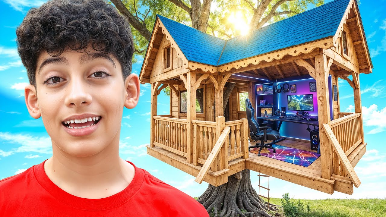 I Made a SECRET Gaming Room inside my TreeHouse - YouTube