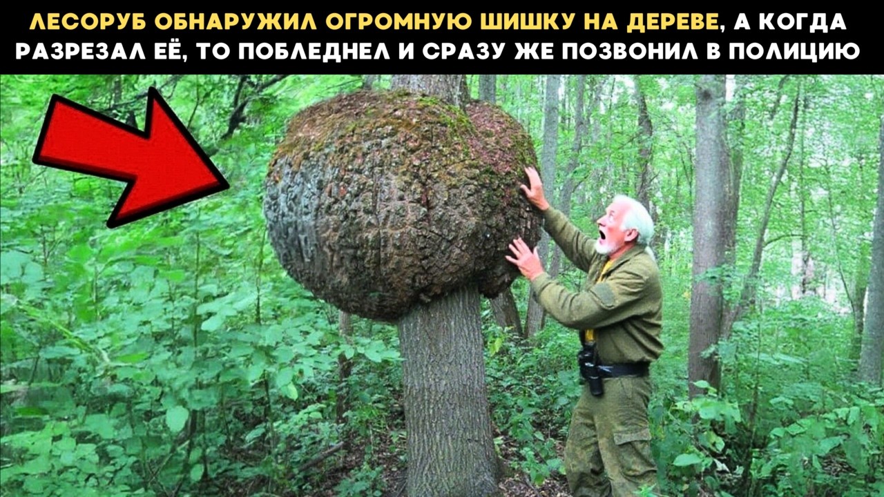 Outline Video Лесоруб обнаружил огромную шишку на дереве, а когда разрезал то побледнел и сразу позвонил в полицию