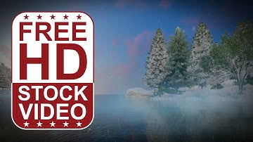Free Stock Videos – natural winter environment with pine trees water reflections mist and snow 3D
