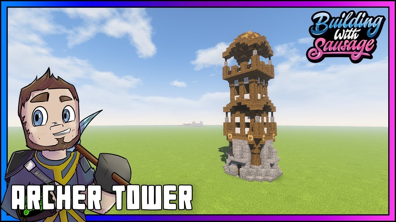Minecraft Building with Sausage Archer Tower!!! [Minecraft Tutorial