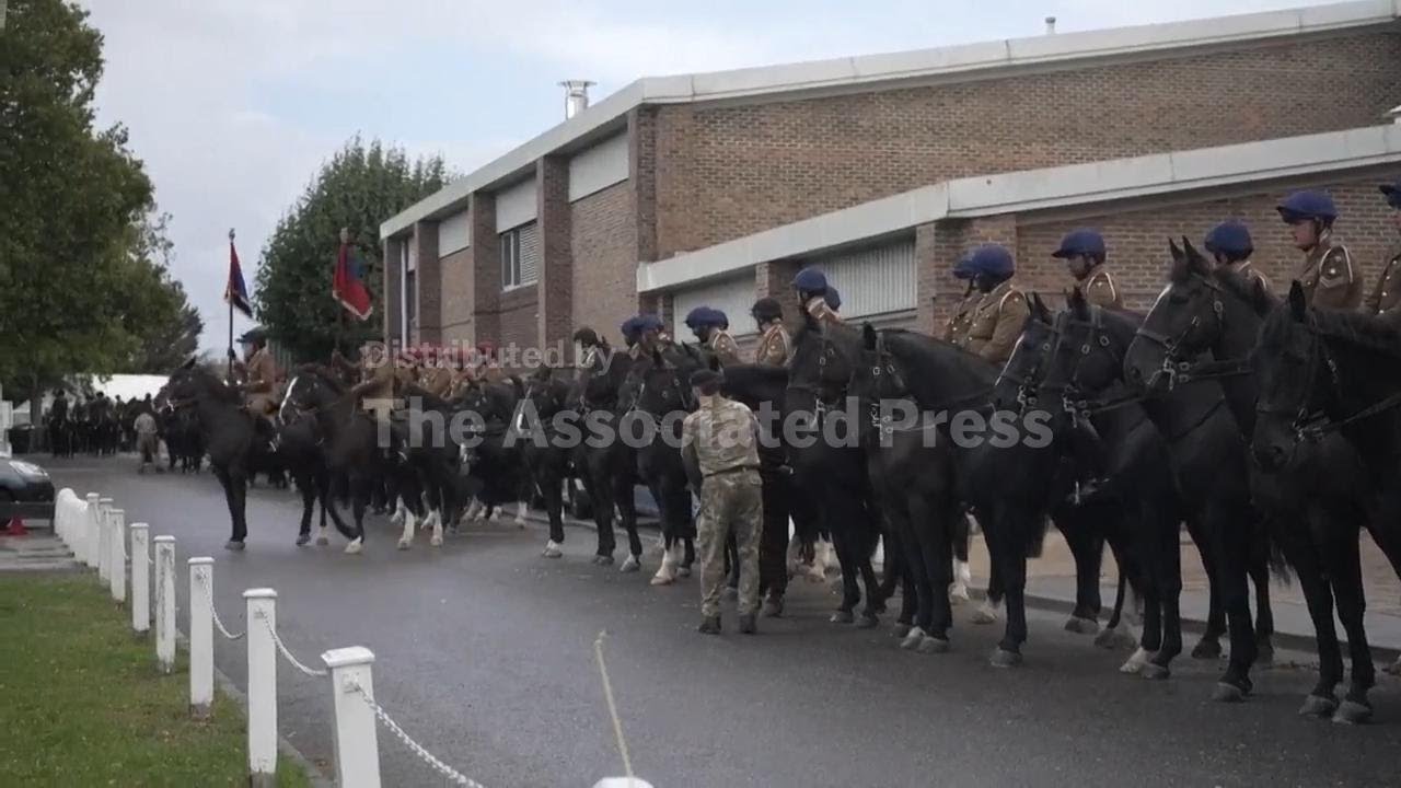 British cavalry squadron prepares for state visit by US President Trump