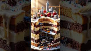🍰 Tiny Workers Build a Giant Cake City! 🏗️ | Miniature Food World#MiniatureFood #TinyWorkers #art