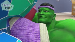 #SPIDERMAN hulk boy Ethan and #colored DINOSAUR dancing .Funny chickens Cartoon Video for kids